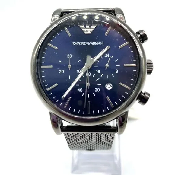Emporio Armani Men's Chronograph Gunmetal Stainless Steel Watch AR1979 New
